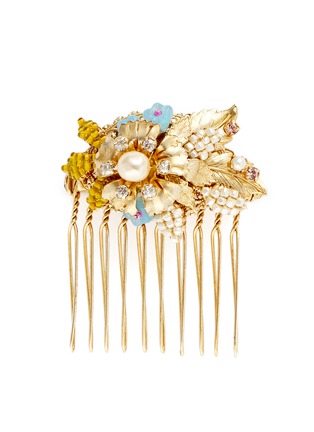 Main View - Click To Enlarge Main View - Click To Enlarge - Miriam Haskell - Swarovski crystal glass pearl bouquet hair comb
