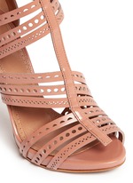 Detail View -Click To Enlarge Geometric lasercut caged leather sandals
