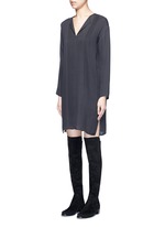 Front View -Click To Enlarge Pintuck pleat silk tunic dress