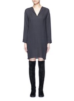 Main View -Click To Enlarge Pintuck pleat silk tunic dress