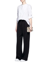 Figure View -Click To Enlarge Tailored dry wool wide leg trousers
