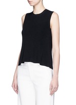 Front View -Click To Enlarge 'Mayanly' flare hem rib knit sleeveless top