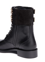 Detail View -Click To Enlarge 'Biker' crystal embellished suede cuff leather boots
