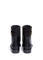 Back View -Click To Enlarge 'Biker' crystal embellished suede cuff leather boots