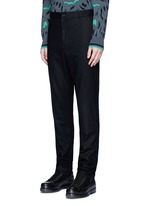 Front View -Click To Enlarge Slim fit ribbed cuff wool pants