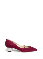 Main View -Click To Enlarge 'Ankara' Swarovski crystal pavé heel suede pumps