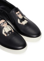 Detail View -Click To Enlarge 'London' designer appliqué leather skate slip-ons