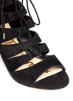 Detail View -Click To Enlarge 'Santina' caged lace-up suede wedge sandals