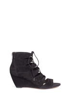 Main View -Click To Enlarge 'Santina' caged lace-up suede wedge sandals