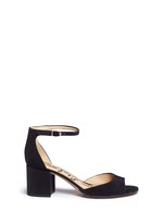 Main View -Click To Enlarge 'Susie' block heel ankle strap suede sandals