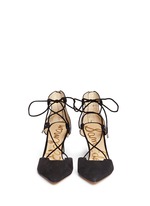 Front View -Click To Enlarge 'Taylor' lace-up suede and leather pumps