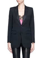 Main View -Click To Enlarge Satin peak lapel virgin wool jacket