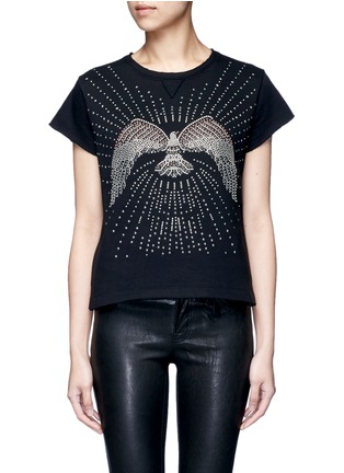 Main View - Click To Enlarge Main View - Click To Enlarge - Valentino - Embellished eagle terry raw edge sweatshirt
