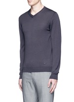 Front View -Click To Enlarge V-neck wool sweater