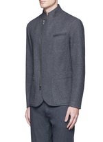Front View -Click To Enlarge Nehru collar bonded wool blouson jacket