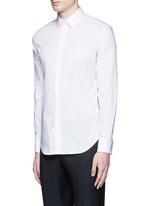 Front View -Click To Enlarge Slim fit stretch poplin shirt