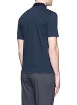 Back View -Click To Enlarge Velvet collar slim fit polo shirt