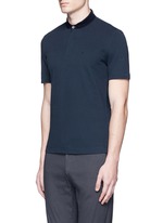 Front View -Click To Enlarge Velvet collar slim fit polo shirt