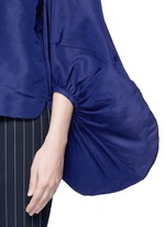 Detail View -Click To Enlarge Balloon sleeve silk faille off-shoulder top