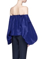 Back View -Click To Enlarge Balloon sleeve silk faille off-shoulder top