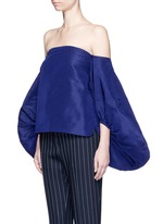 Front View -Click To Enlarge Balloon sleeve silk faille off-shoulder top