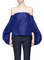 Main View -Click To Enlarge Balloon sleeve silk faille off-shoulder top