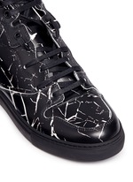 Detail View -Click To Enlarge Marble print leather high top sneakers