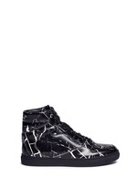 Main View -Click To Enlarge Marble print leather high top sneakers