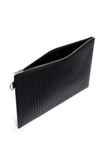 Detail View -Click To Enlarge 'Clip' medium grid textured leather pouch