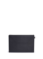 Back View -Click To Enlarge 'Clip' medium grid textured leather pouch