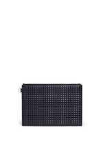 Main View -Click To Enlarge 'Clip' medium grid textured leather pouch