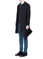Figure View -Click To Enlarge 'Clip' medium grid textured leather pouch