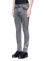 Front View -Click To Enlarge 'Skate' bleach stain frayed jeans
