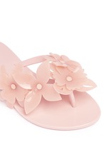 Detail View -Click To Enlarge 'Harmonic Garden VI' floral appliqué flip flops