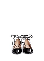 Front View -Click To Enlarge 'Genie' patent leather lace-up flats