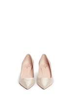 Front View -Click To Enlarge 'Milan' metallic lizard embossed suede pumps