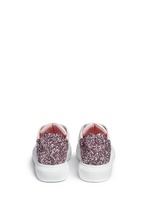 Back View -Click To Enlarge 'Lory' metallic glitter heel leather sneakers