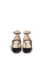 Front View -Click To Enlarge 'Wilbur' chunky heel patent Mary Jane pumps