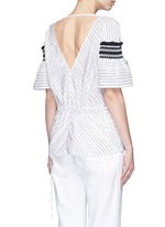 Back View -Click To Enlarge 'Sky' variegated stripe drawstring cotton-silk blouse