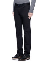 Front View -Click To Enlarge Slim fit solid cotton denim jeans