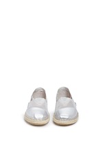 Front View -Click To Enlarge Classic metallic leather mesh espadrille slip-ons