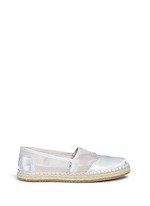 Main View -Click To Enlarge Classic metallic leather mesh espadrille slip-ons