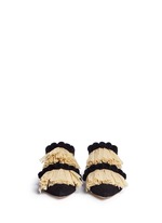 Front View -Click To Enlarge Pompom raffia fringe canvas slippers