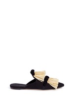 Main View -Click To Enlarge Pompom raffia fringe canvas slippers