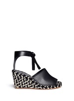 Main View -Click To Enlarge Leather espadrille wedge sandals