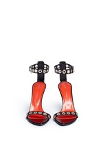 Front View -Click To Enlarge 'Grommet' acetate heel leather strap sandals
