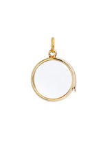 Main View -Click To Enlarge 14k yellow gold rock crystal round locket - Medium 18mm