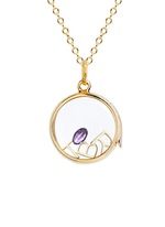 Figure View -Click To Enlarge 14k yellow gold rock crystal round locket - Medium 18mm
