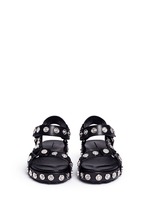 Front View -Click To Enlarge 'Aiden' snap stud leather platform sandals
