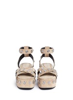 Front View -Click To Enlarge 'Sandrah' snap stud suede platform sandals